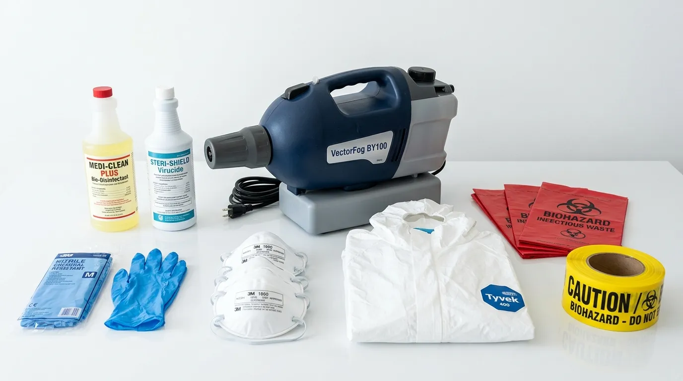 Professional biohazard remediation crew working in West Lafayette